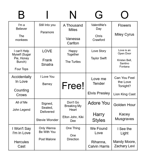 Valentine Bingo Card