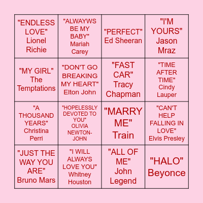 Valentine's Day Bingo Card