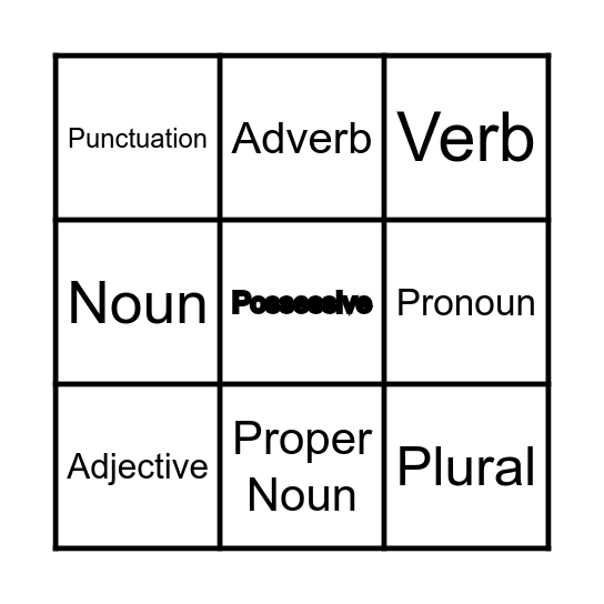 Grammar Bingo Card