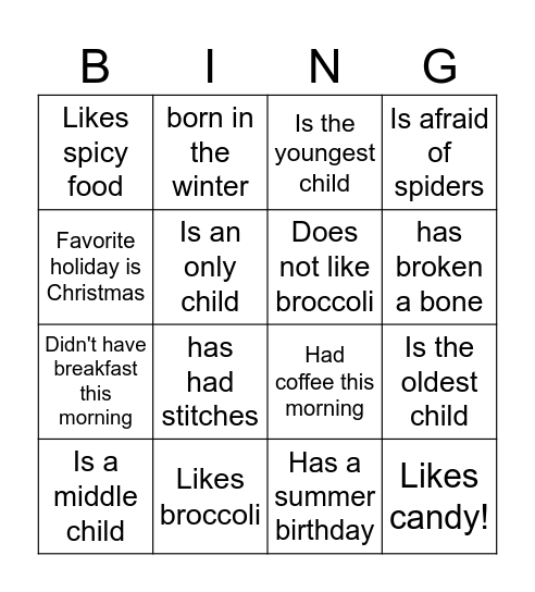 Find someone who.. Bingo Card