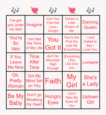 Love Is In The Air Bingo Card