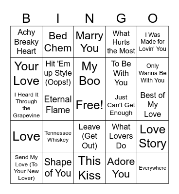 Valentine's Day Bingo #1 Bingo Card