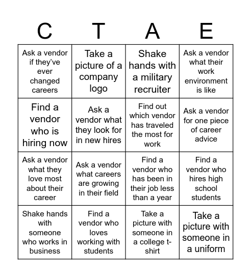 LCHS Career Expo Bingo Card