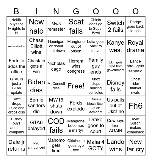 2025 Bingo Card