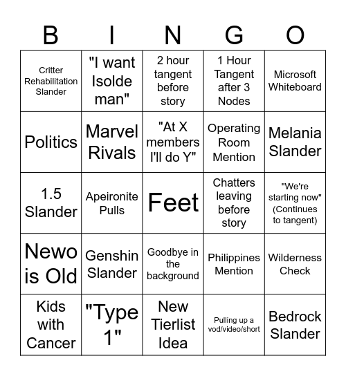 Tangent Bingo Card