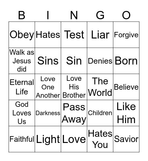 1 John Bingo Card