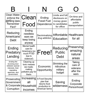 Clinton-Trump First Debate What Matters 2 Bingo Card