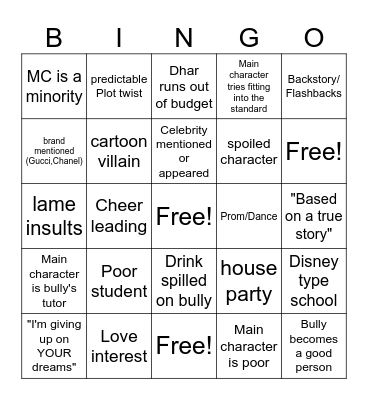Dhar Mann bingo: school edition Bingo Card