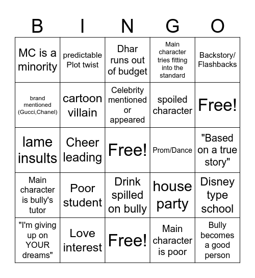 Dhar Mann bingo: school edition Bingo Card