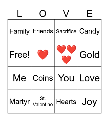 Valentine’s Day Bingo Card