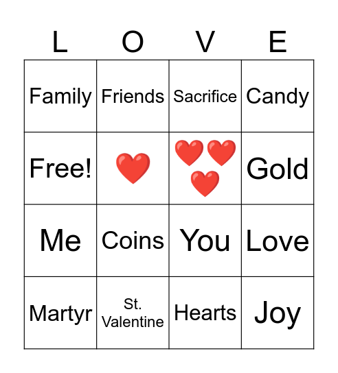 Valentine’s Day Bingo Card