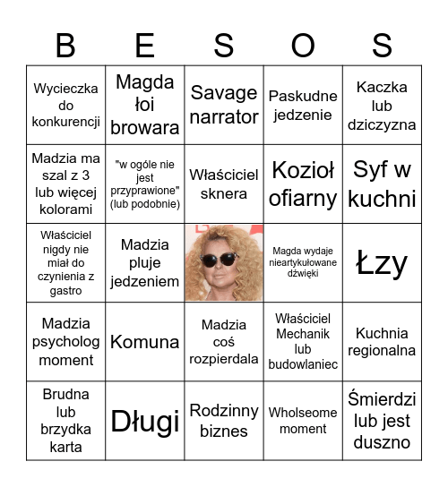 Kuchenne besos Bingo Card