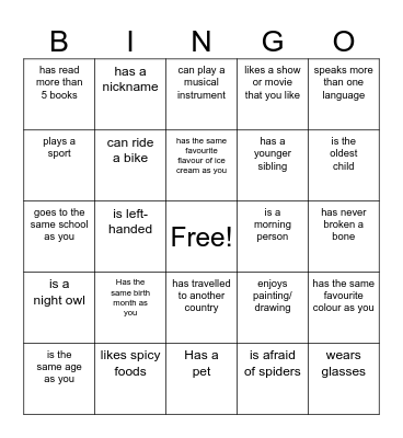 Find Someone Who... Bingo Card