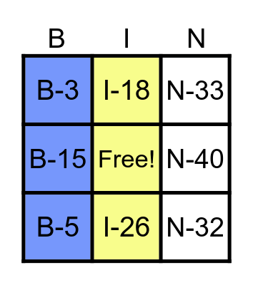downgraded BINGO Card