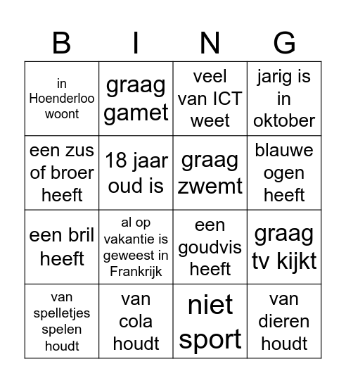 Kennismakingsbingo: Zoek iemand die van AW2 Bingo Card