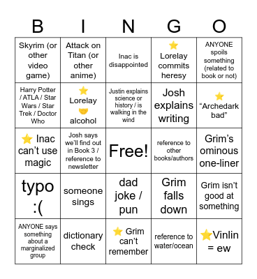 To Burn All Belief (Start - Ch 4) Bingo Card