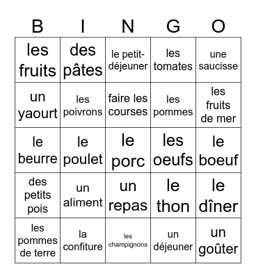 Quel Appétit! Bingo Card