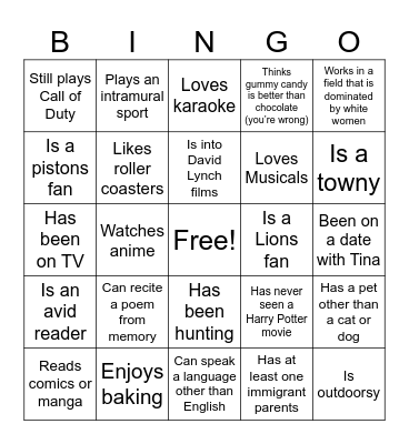 Guylentine's Bingo Card