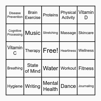Wellness Bingo Card