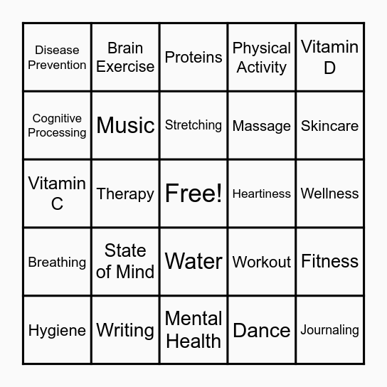 Wellness Bingo Card