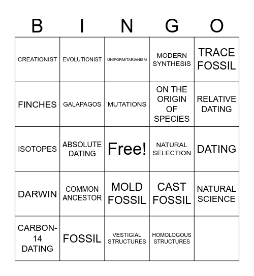 Life Science Chapter 5 Bingo Card