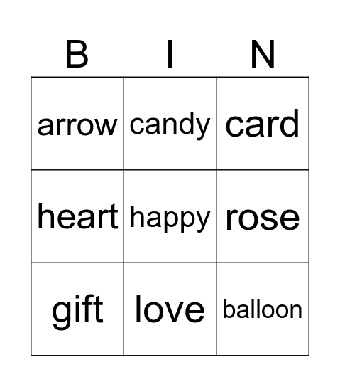 Valentine's Day Bingo Card
