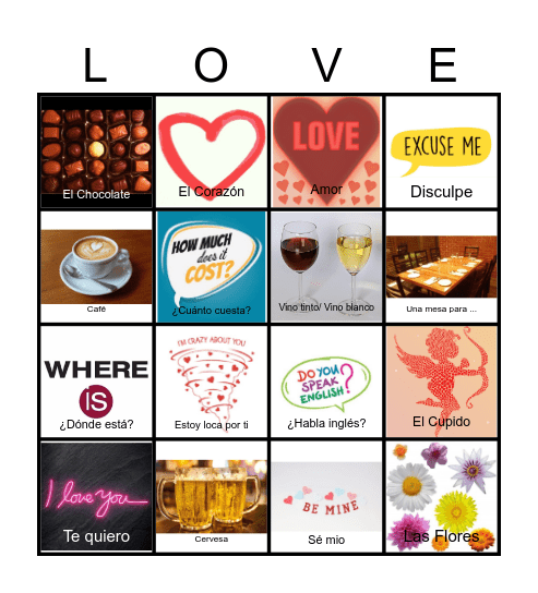Feliz Día de San Valentín Bingo Card