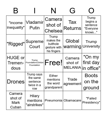 Debate Bingo Card