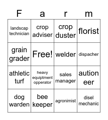 AG Careers Bingo Card