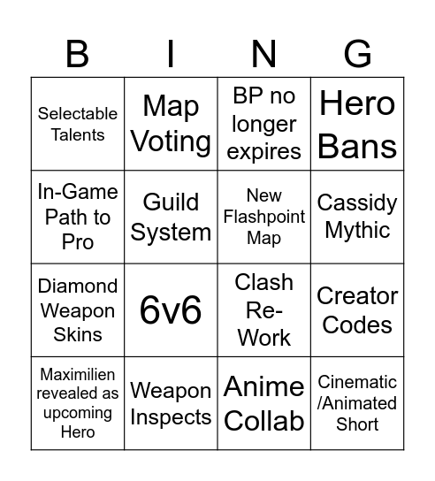 OW2 SPOTLIGHT Bingo Card