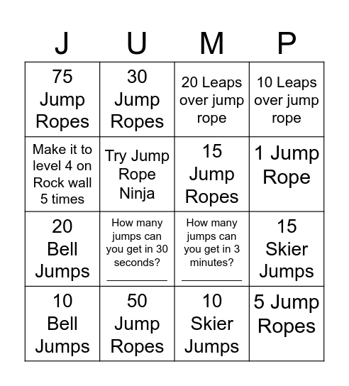 Jump Bingo Card