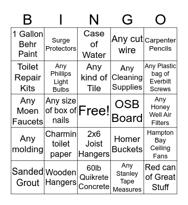 Homer Bingo Card