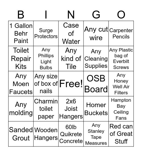 Homer Bingo Card