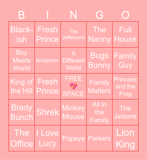 Lovers Bingo Card