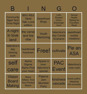 Brave Experience Bingo Card