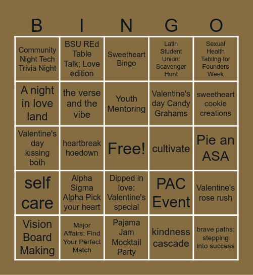Brave Experience Bingo Card