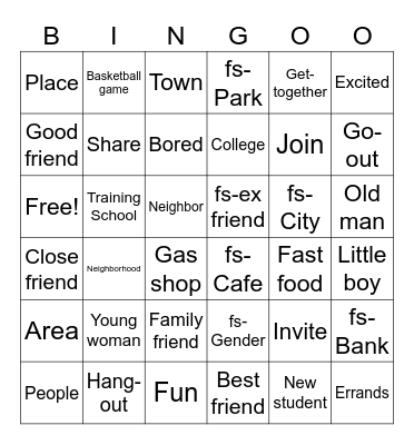 Unit 5 Sign Vocabulary Bingo Card
