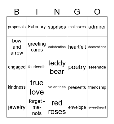 Valentine Bingo Card