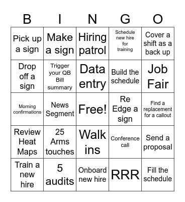 GM BINGO Card