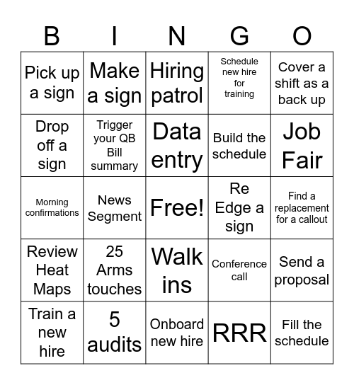 GM BINGO Card