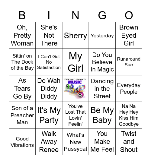 60s Hits Bingo Card
