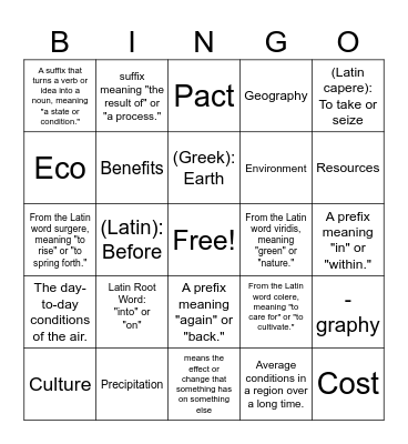 Roaring Rivers Bingo Card