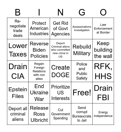 BRIAN TRUMP BINGO Card