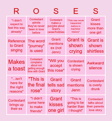 BACHELOR BINGO Card
