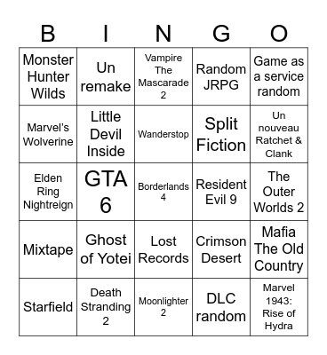 State of Play Bingo Card