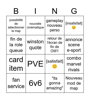 annoince Overwatch Bingo Card