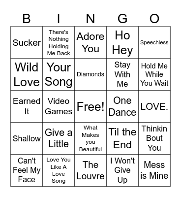 10'S LOVE SONGS Bingo Card