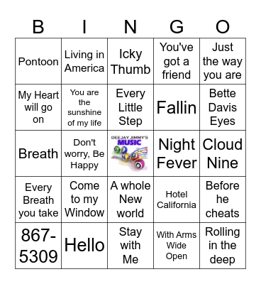 Grammy Winning Songs Bingo Card