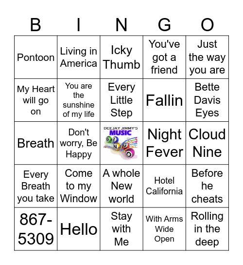 Grammy Winning Songs Bingo Card
