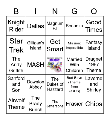 TV Themes 4 Bingo Card